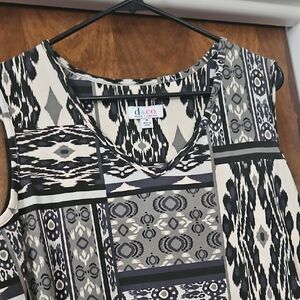 Denim&Co Black, Gray and White Geometric Patchwork Tank Dress Size M